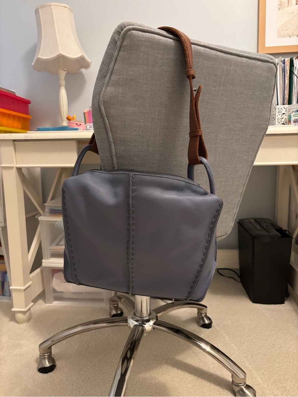 The Sak Blue Hobo with Brown Strap